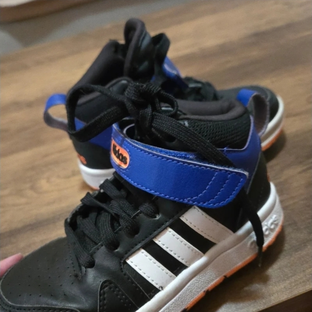 Adidas Kids Black, Blue, and Orange Sneakers